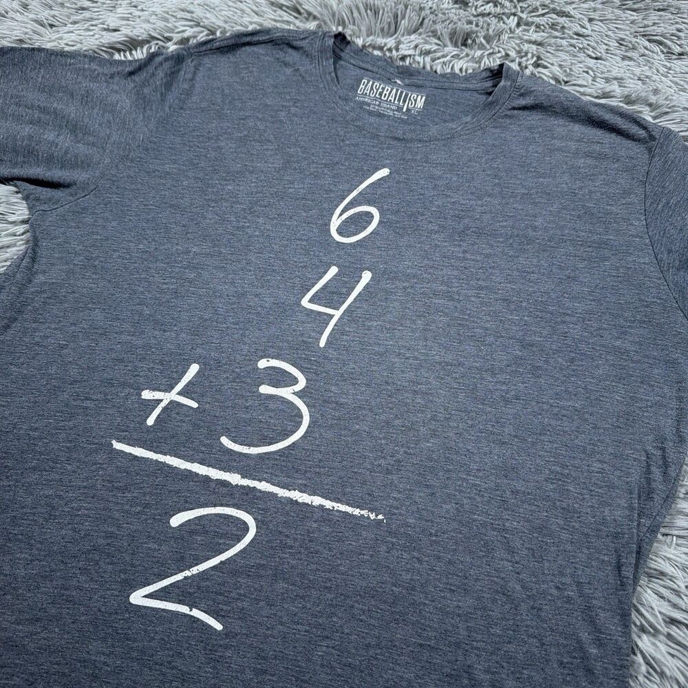 Baseballism Shirt Extra Large Gray Double Play Center Numbers Pullover Tee Mens